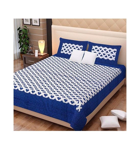 Saba - Cotton Printed Double Bedsheet With Pillow Cover