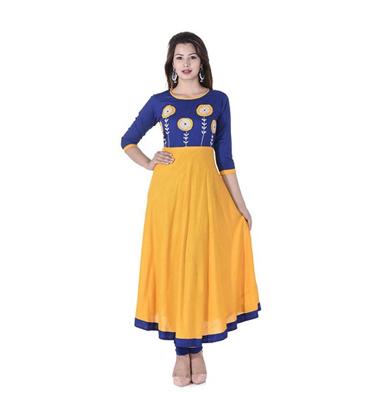 Rayon Anarkali Hand Work Kurti 