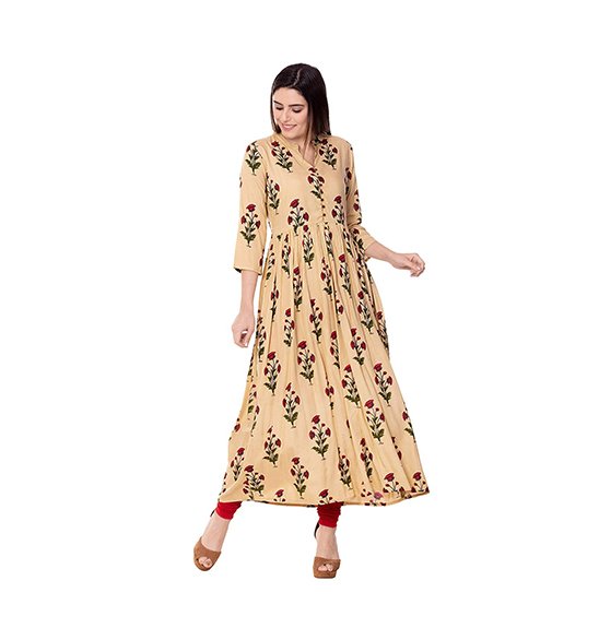 Rayon Anarkali Printed Kurti