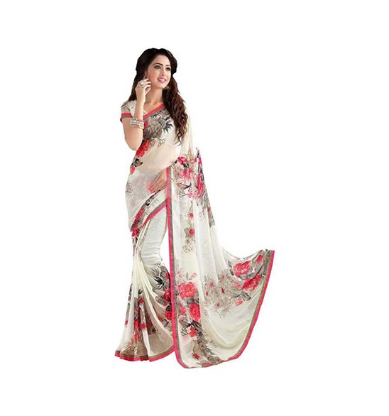 Floral Print Bollywood Pure Chiffon,Georgette Saree